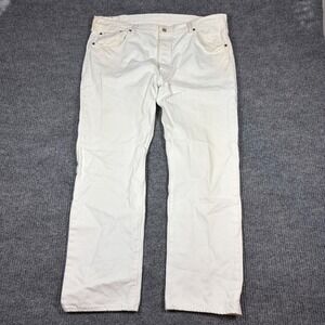 Levis 501 Jeans Men's 40x30 Mens White Denim Button Fly Straight Leg Casual